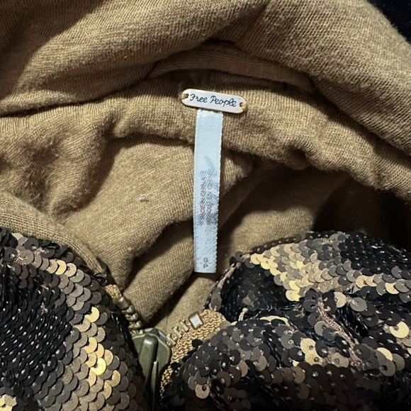 FREE PEOPLE BRONZE SEQUIN HOODIE JACKET - Picture 5 of 6
